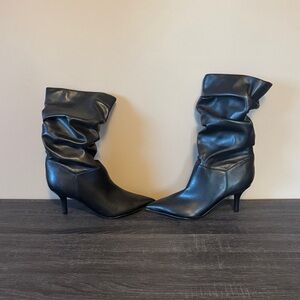 Marc Fisher Black Slouch Heeled Boots